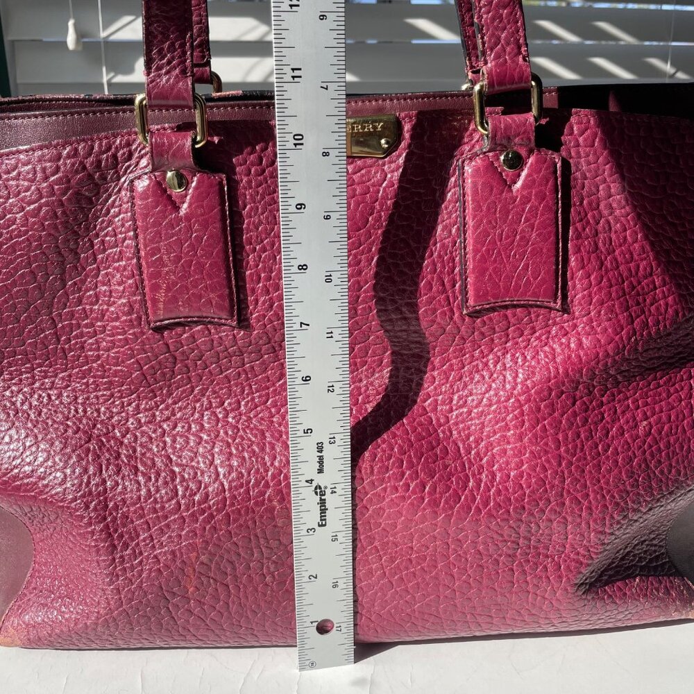Burberry‎ Heritage Clarborough Tote Grain Smooth Calfskin Damson Magenta Bag - Picture 15 of 16